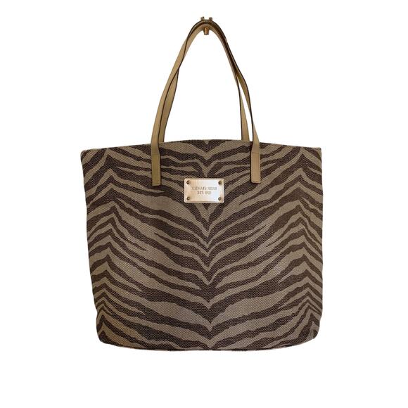 Michael Kors - Gold/Beige & Brown - Zete Zebra Print Tote Shoulder Bag - Picture 1 of 13